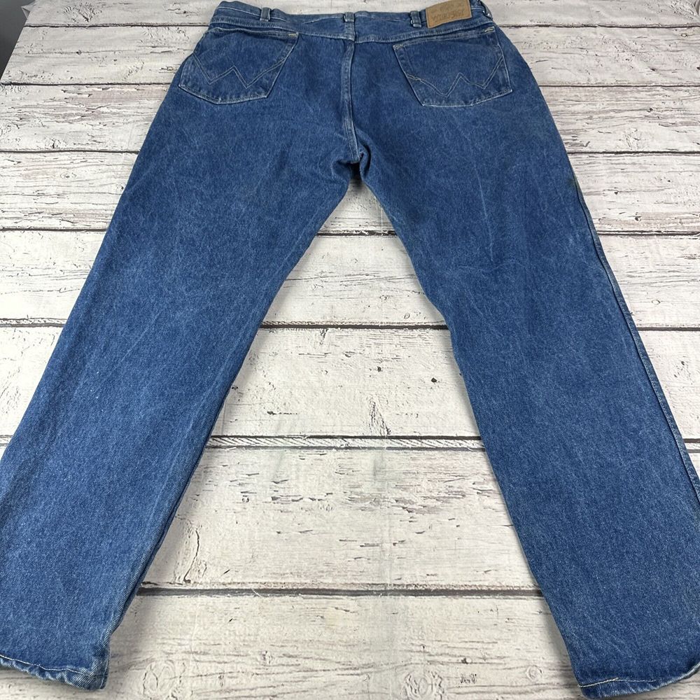 Vintage 70's Wrangler 99001SW Denim Jeans Men's 40x30 Straight Leg USA Made FLAW - Picture 12 of 16